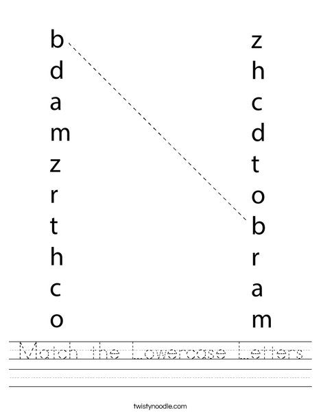 Match the Lowercase Letters Worksheet - Twisty Noodle