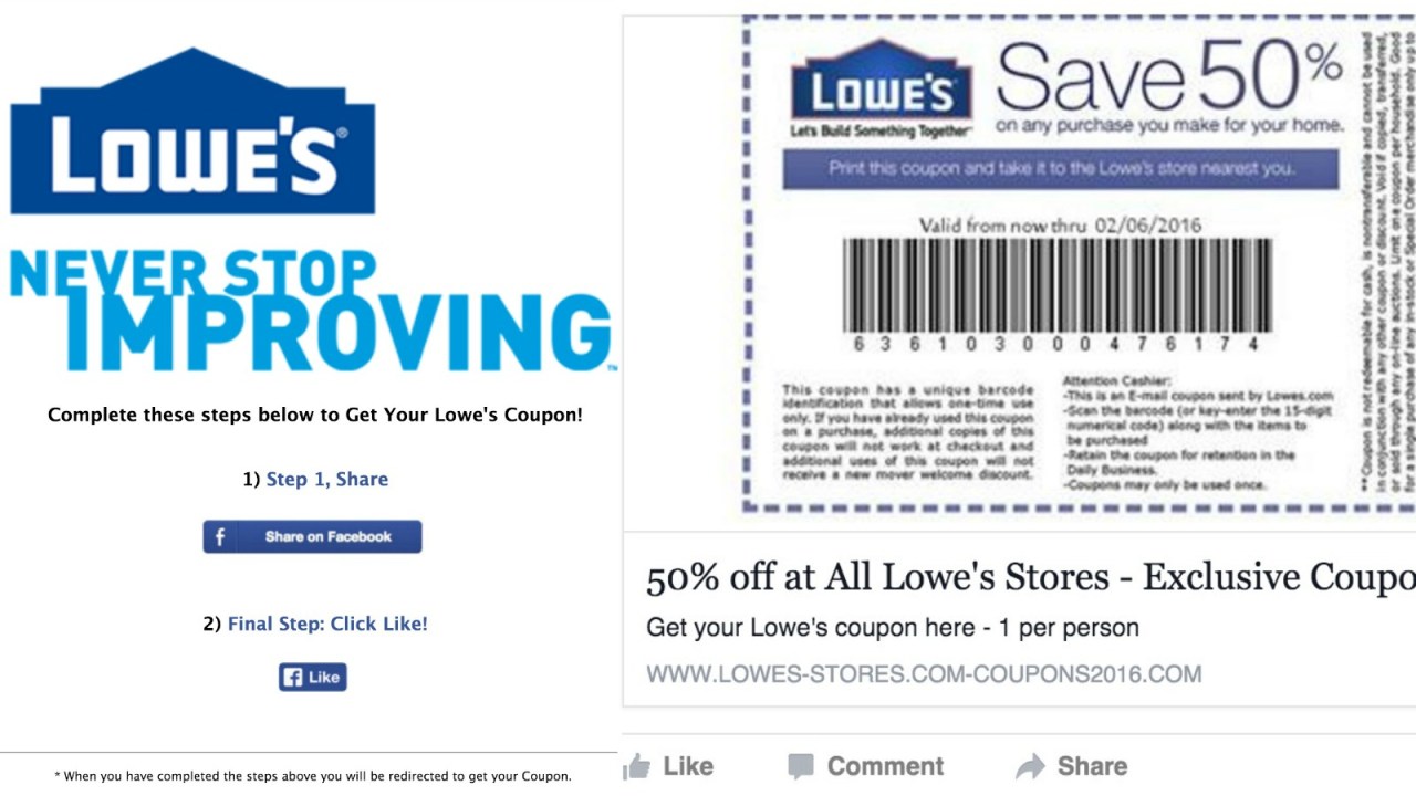 That 50 Percent Off Lowes Coupon Going Viral on Facebook is Fake