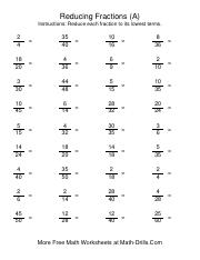 lowest terms fractions worksheet