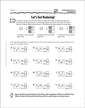 Lets Get Reducing! (Fractions to Lowest Terms) | Printable Skills ...