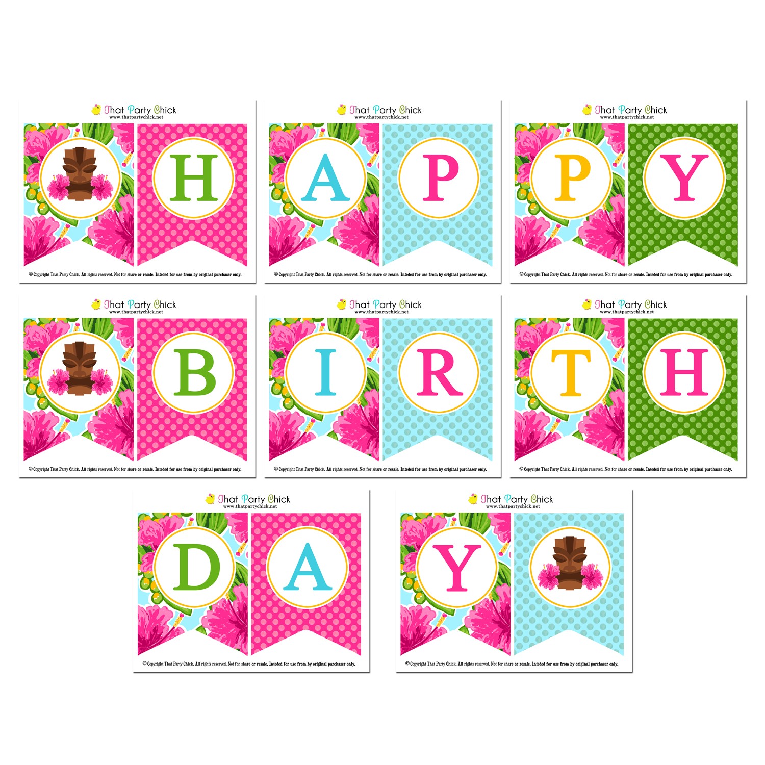 luau happy birthday banner free printable