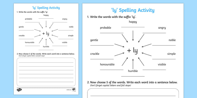 ly Adverbs Spelling Activity | Grammar Resources - Twinkl