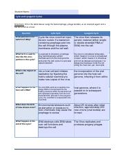 lytic and lysogenic cycle worksheet