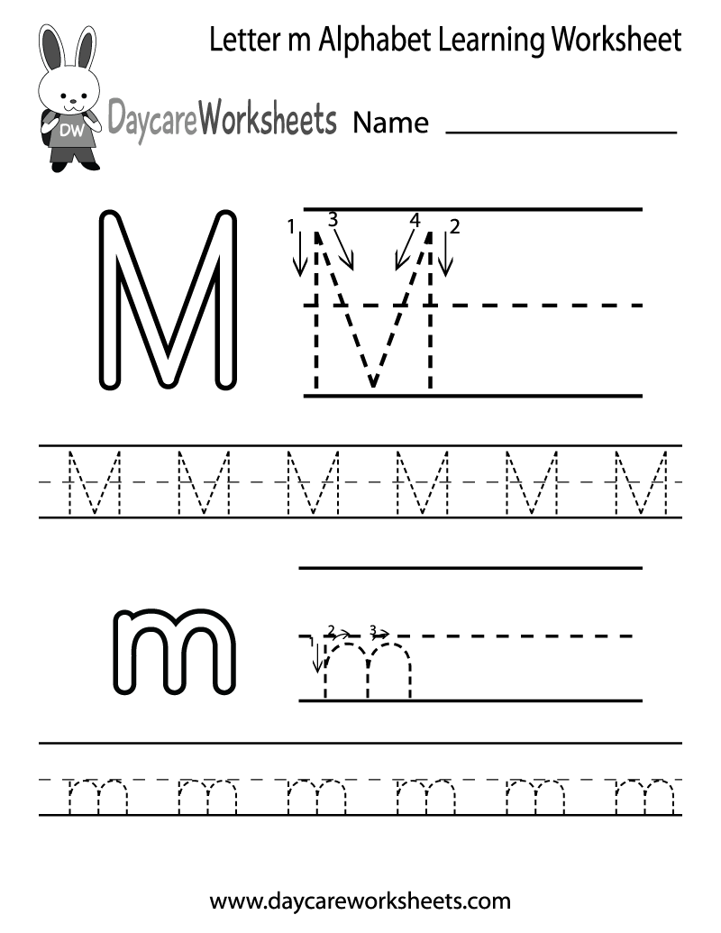 Free Letter M Alphabet Learning Worksheet for Preschool | Learning ...