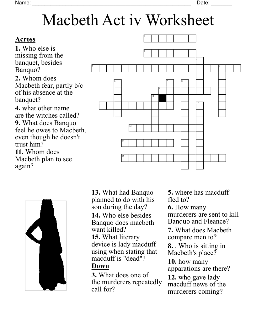 Macbeth Act iv Worksheet Crossword - WordMint