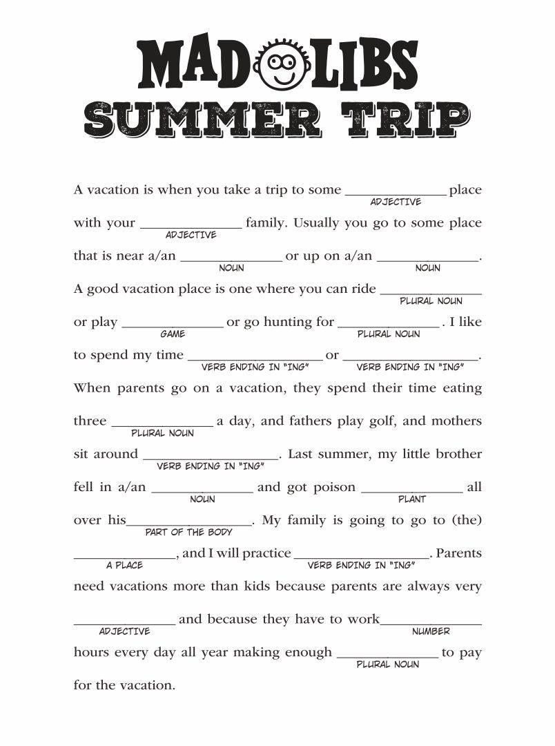 Camping Mad Libs - 20 Free PDF Printables | Printablee