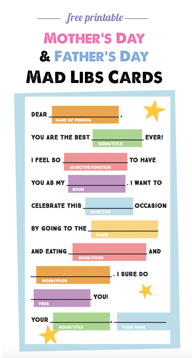 mad libs adjectives printable