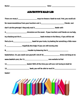 Mad libs adjectives | TPT