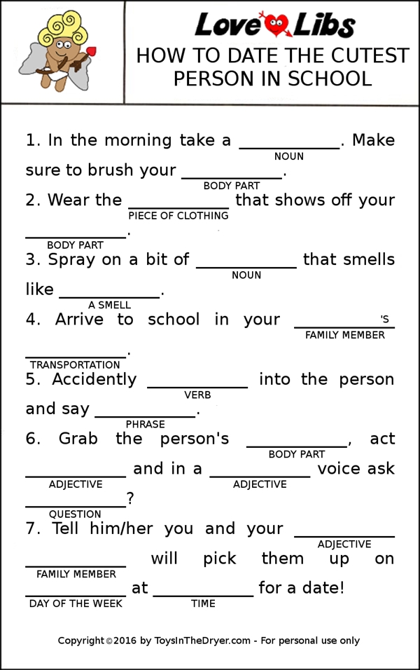 mad libs love letter printable