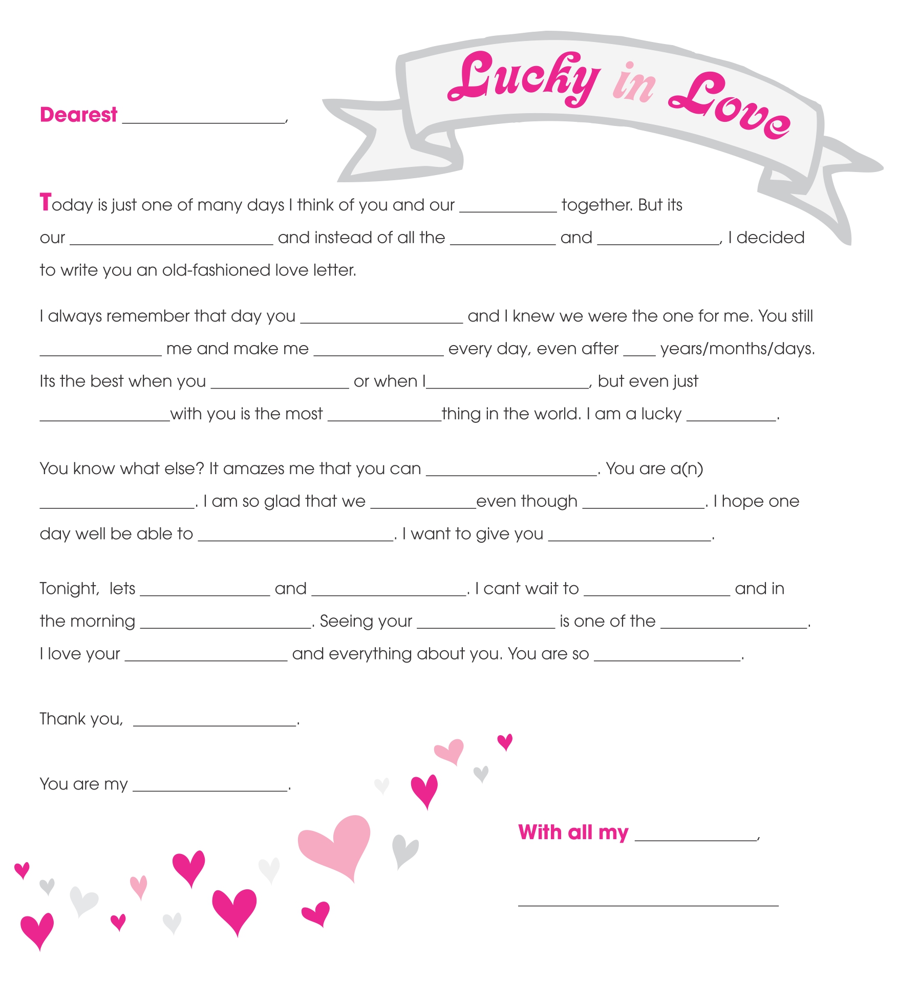 Love Letter Mad Libs - 10 Free PDF Printables | Printablee