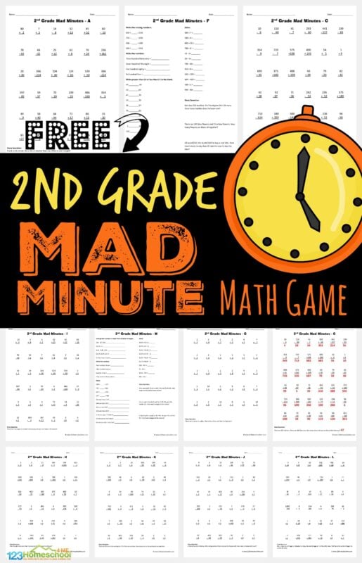 ✏️ FREE Printable 2nd Grade Math Minutes Worksheets pdf