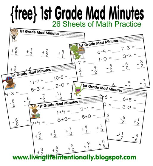 Math Worksheets: 1st Grade Mad Minutes Math Practice