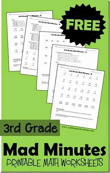 mad minutes math worksheet for 2nd graders