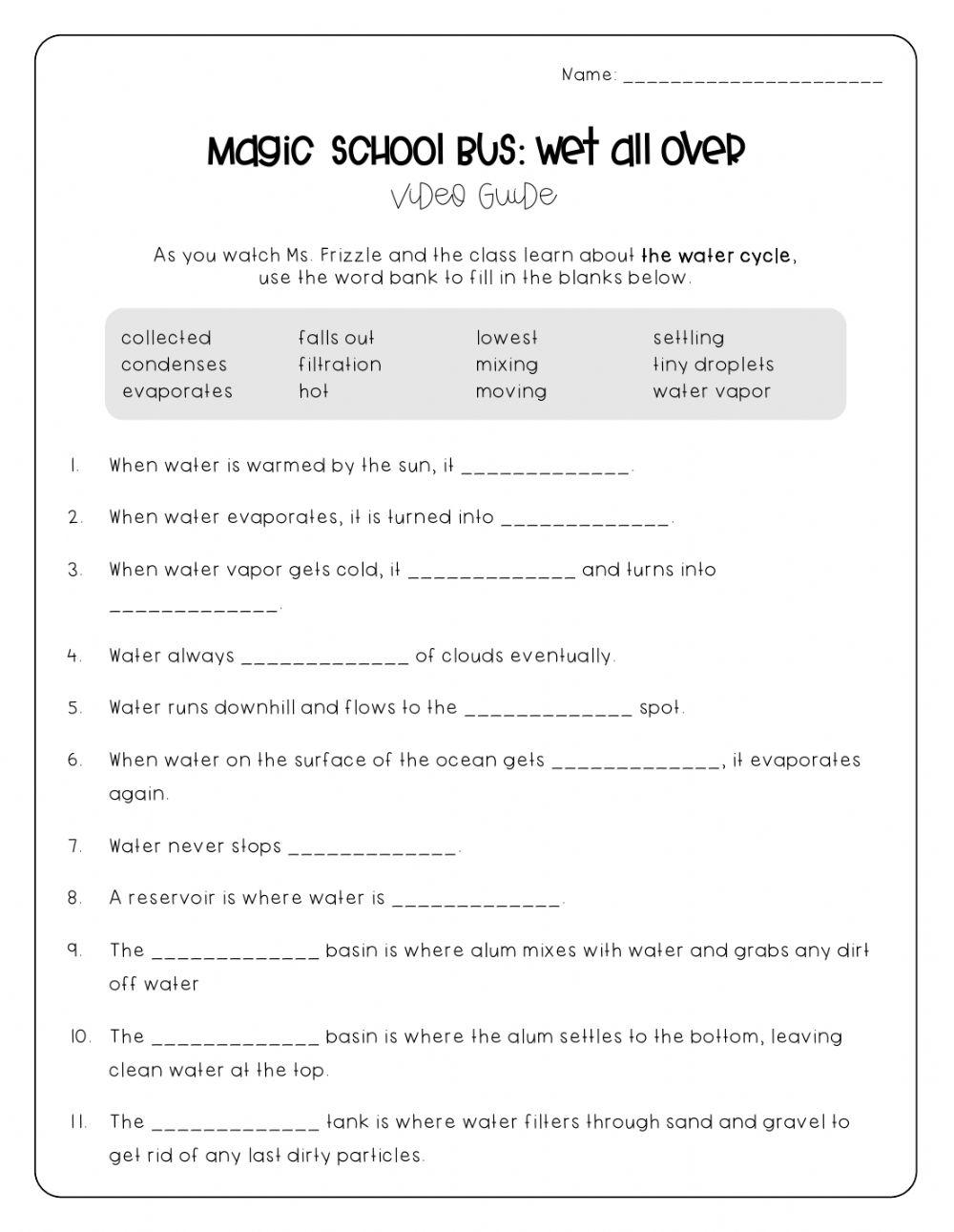 Magic School Bus- -Wet All Over- online exercise for  
