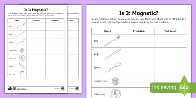 magnet worksheet 4th grade