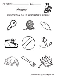 Matnet Attracting Thing Circled Worksheet For Kids,Activity Sheets ...