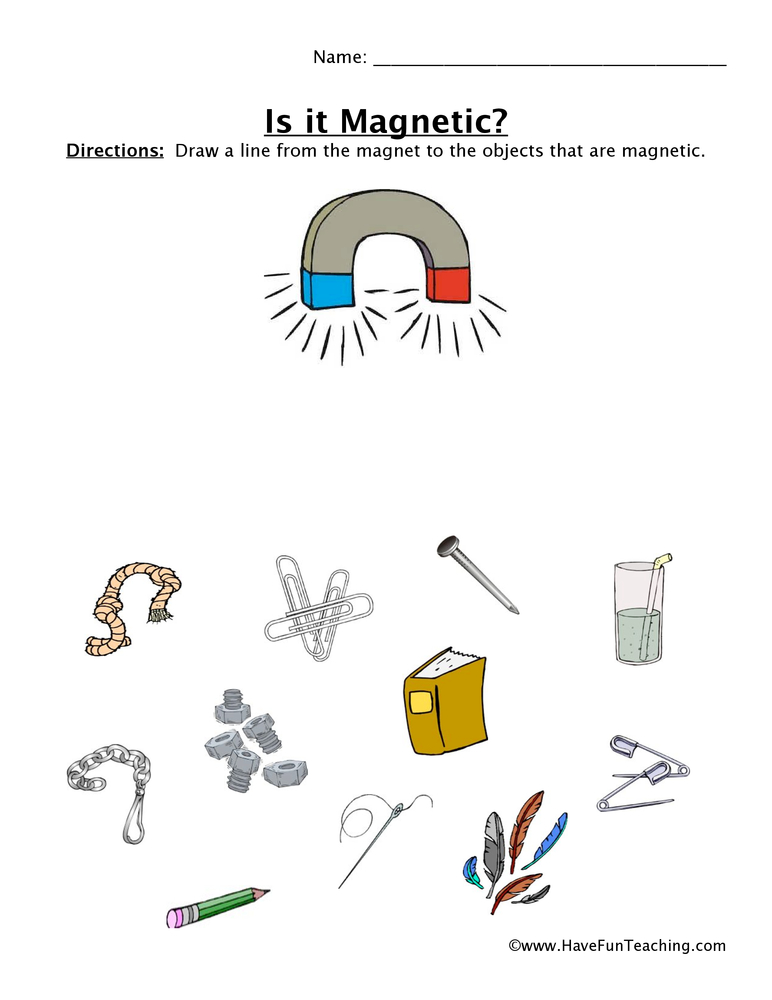 magnet worksheet for kindergarten
