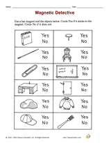 magnet worksheet kindergarten