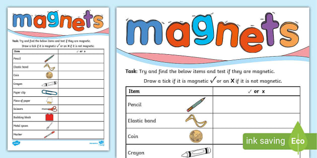 Magnets Worksheet (teacher made) - Twinkl