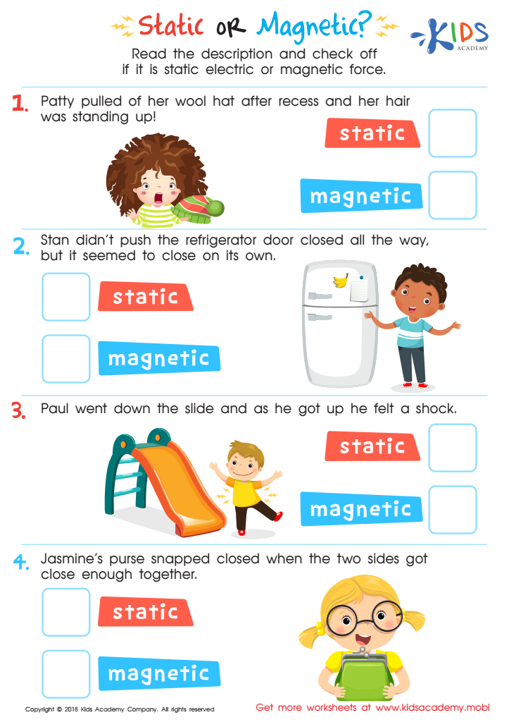 Static or Magnetic Printable Worksheet: Free Printable PDF for Kids