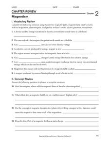magnetism review worksheet answers