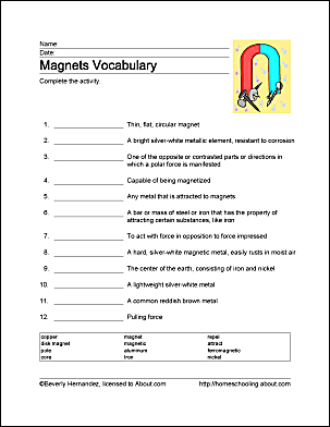 magnetism worksheet for kids