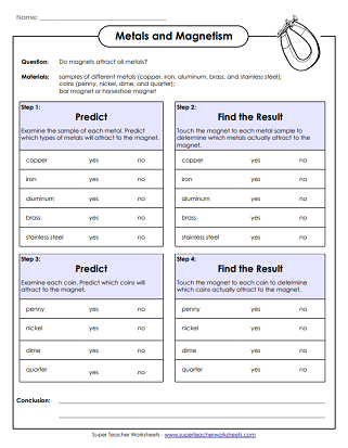 Magnetism Worksheets