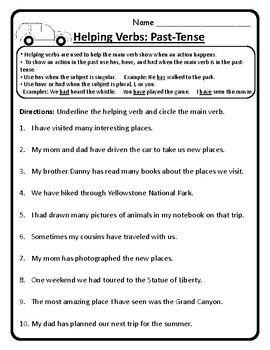 Past-Tense Helping Verbs Have, Has, and Had Helping Verbs ...