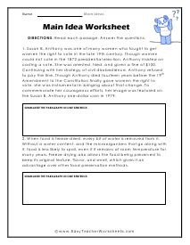 main idea 3rd grade worksheet