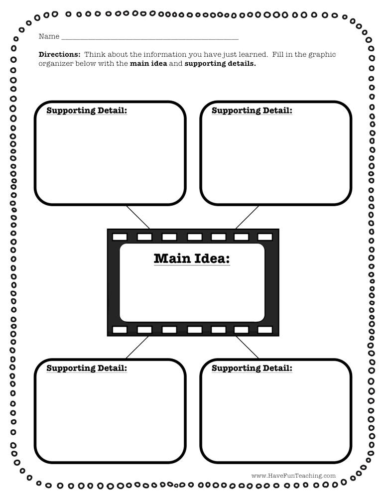 main idea and detail worksheet