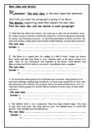 Identifying the main idea worksheets