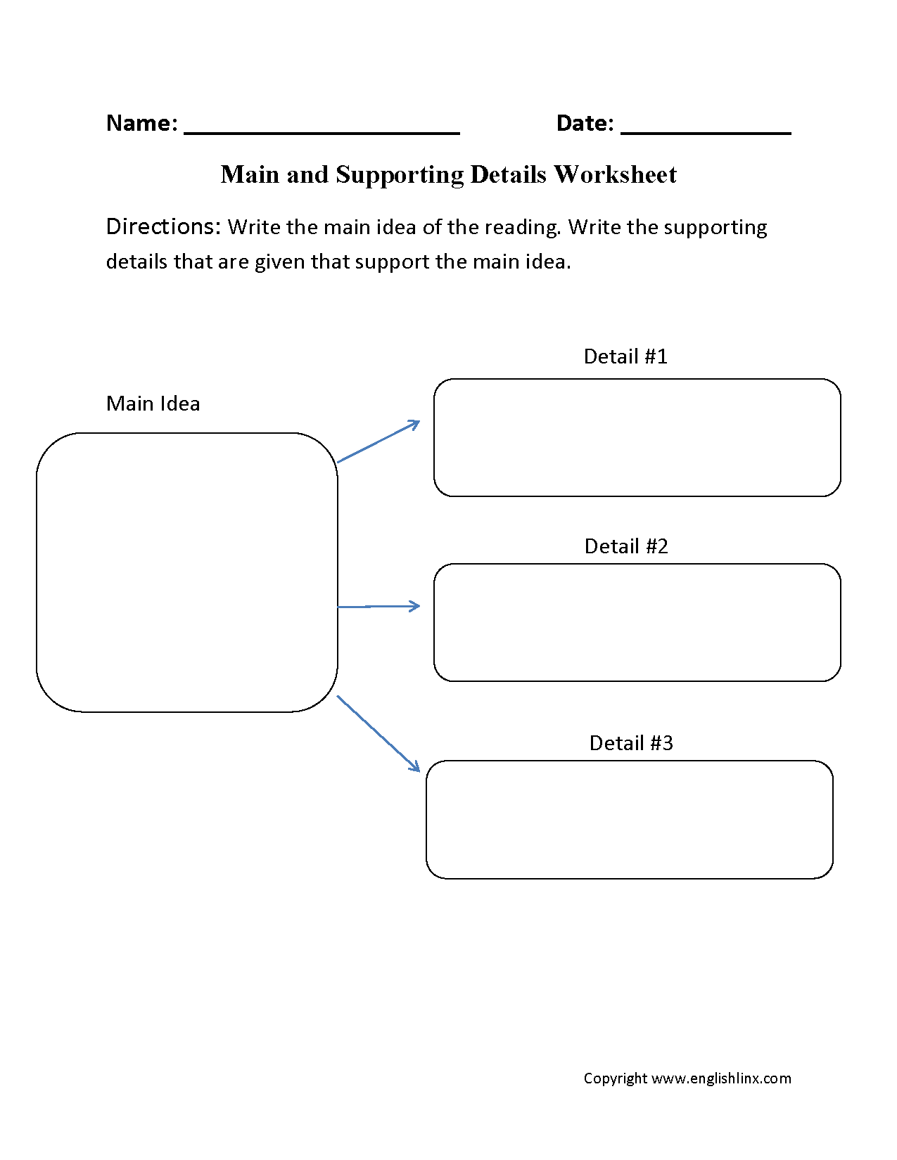 main idea and supporting details worksheet