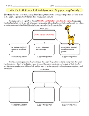 Whats It All About? Main Ideas and Supporting Details | Worksheet ...