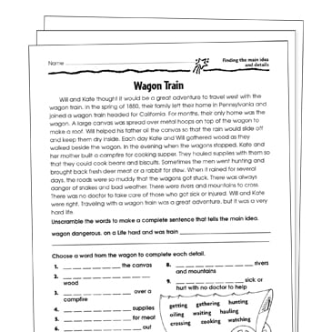 main idea detail worksheet