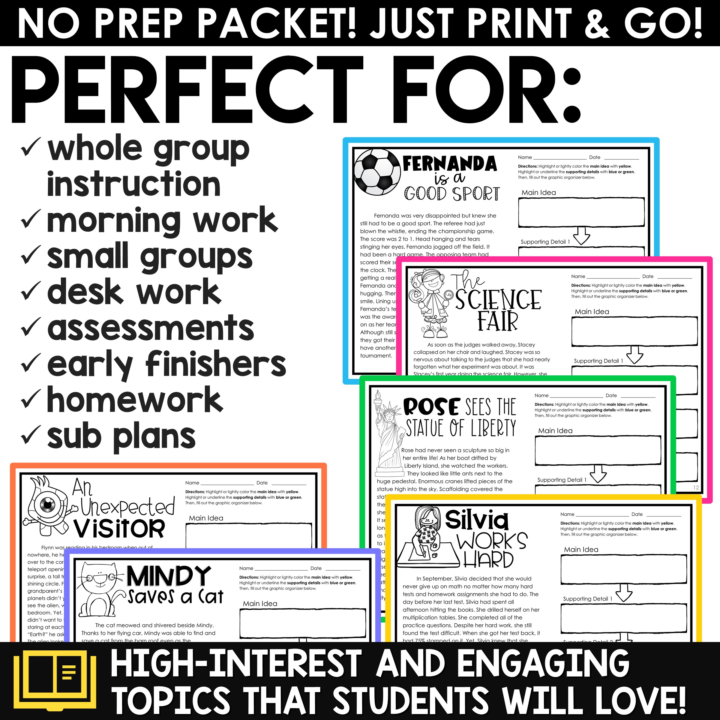 main idea details worksheet pumpkins