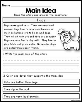 Main Idea Practice Pages for Beginners