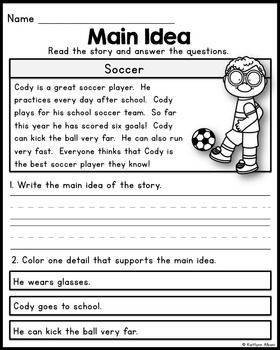 FREE Main Idea Practice Pages for Beginners
