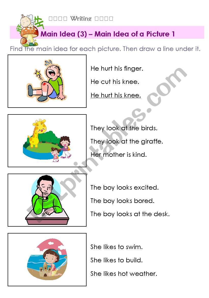 main idea kindergarten worksheet
