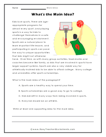 Main Idea Worksheets