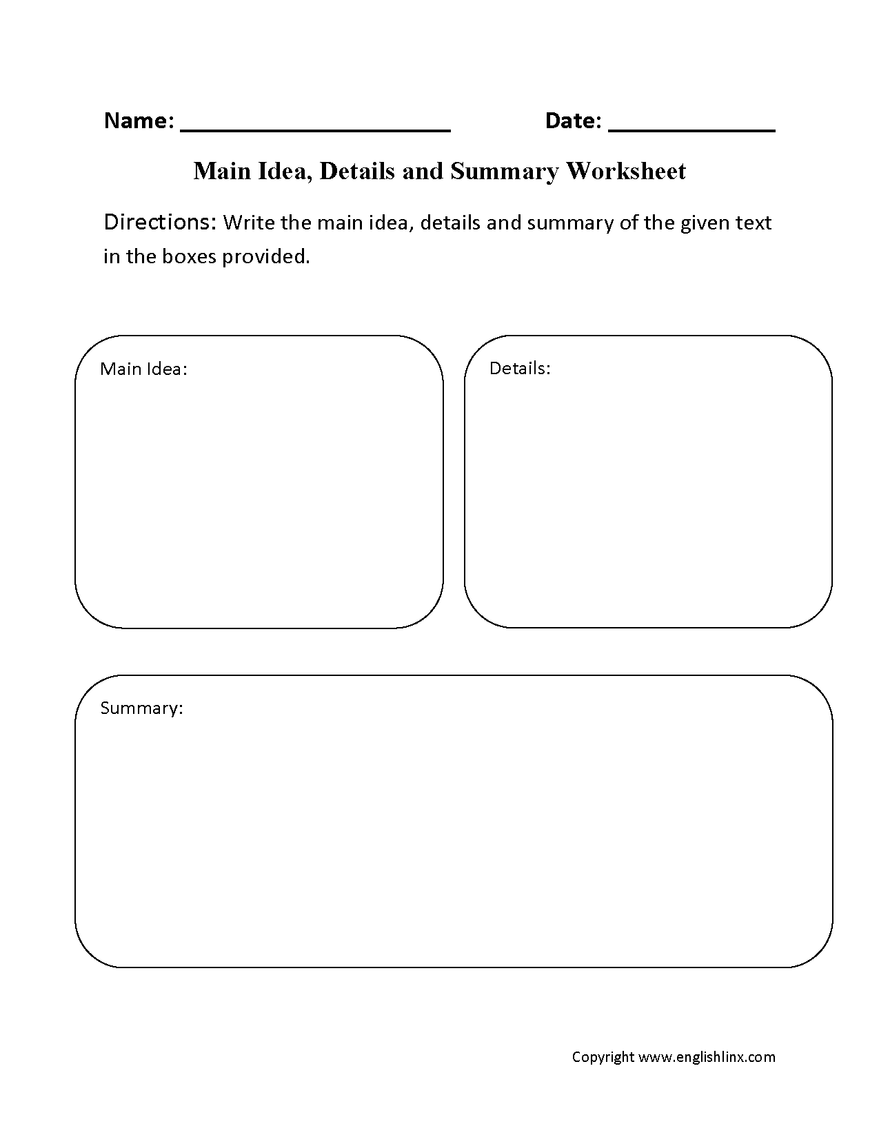 Reading Worksheets | Main Idea Worksheets