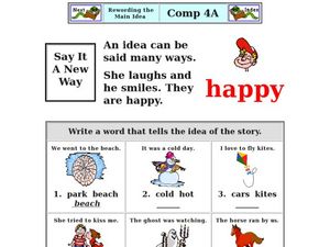 main idea worksheet for 1st graders