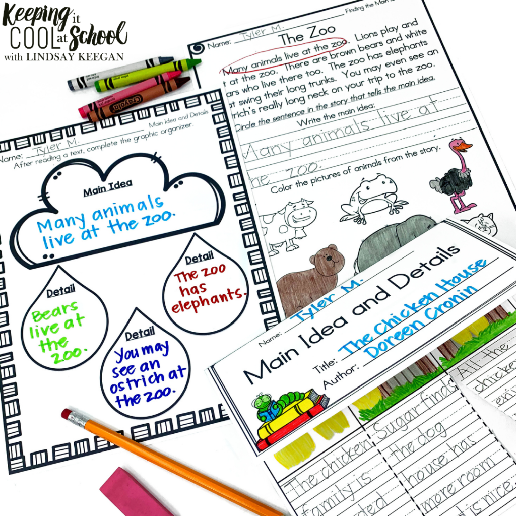 main idea worksheet for 1st graders