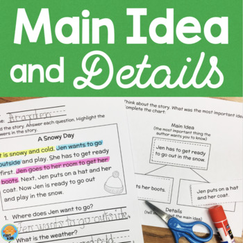 main idea worksheet for 1st graders