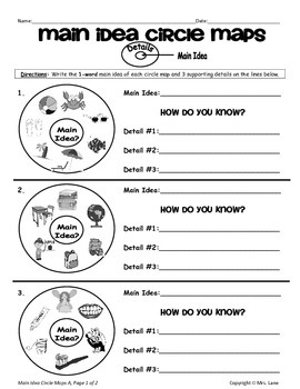 main idea worksheet for 1st graders