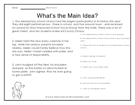 main idea worksheet for 2nd grade