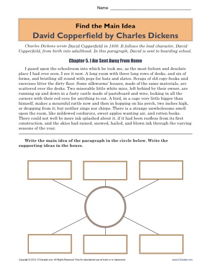 main idea worksheet for high school