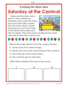 main idea worksheet grade 2