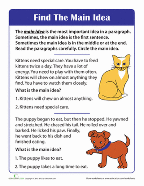 Main Idea - Mrs. Papes 4th Grade Classroom