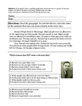 Main Idea Worksheets; Literary &  Informational; Modified for ...