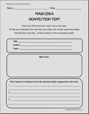 Main Idea Non-Fiction (upper elem) Reading I abcteach.com